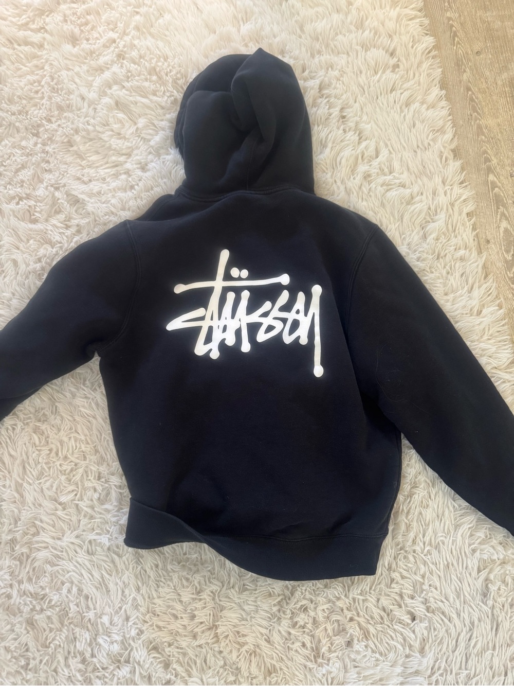 Stussy Black Hoodie with White Graphic Logo